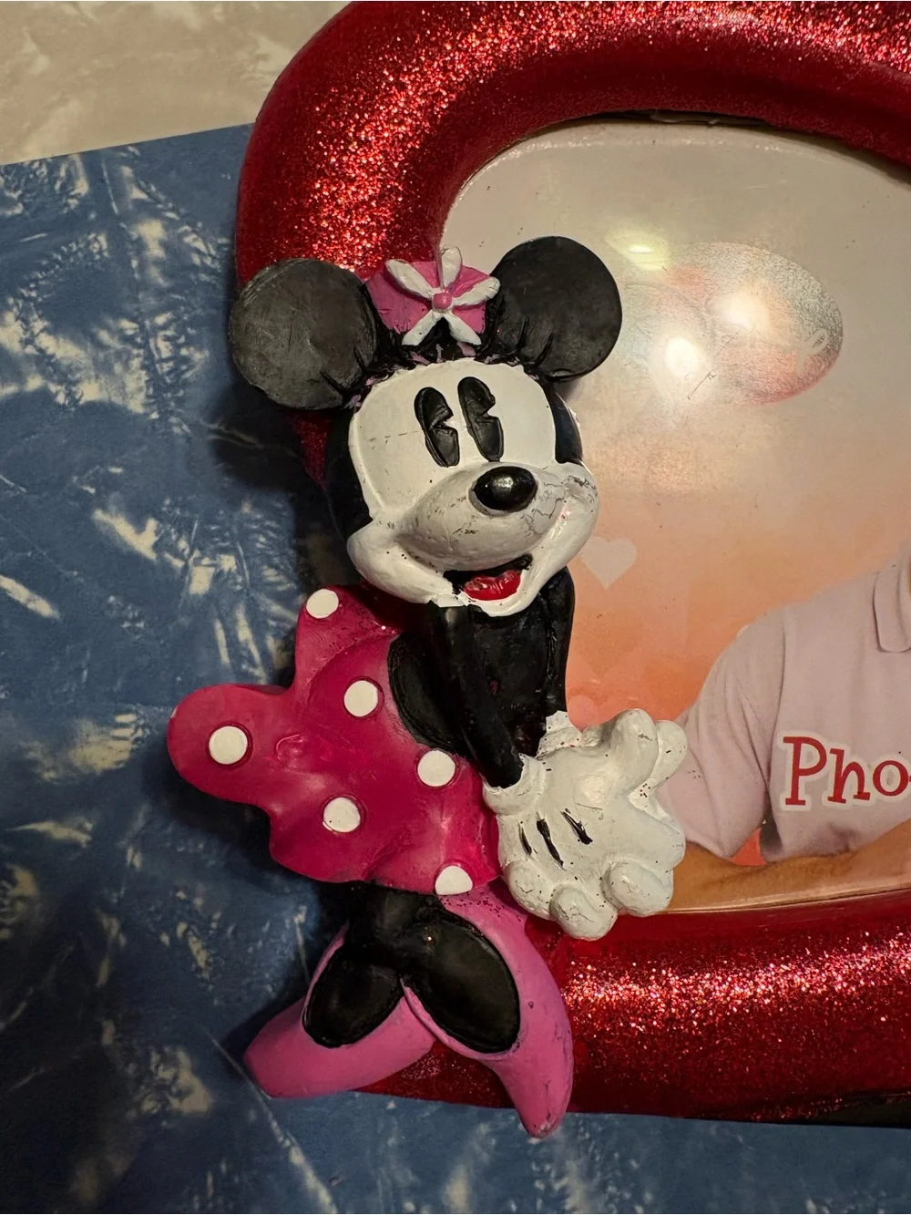 Disney Red Glitter Heart Mickey & Minnie Photo Frame